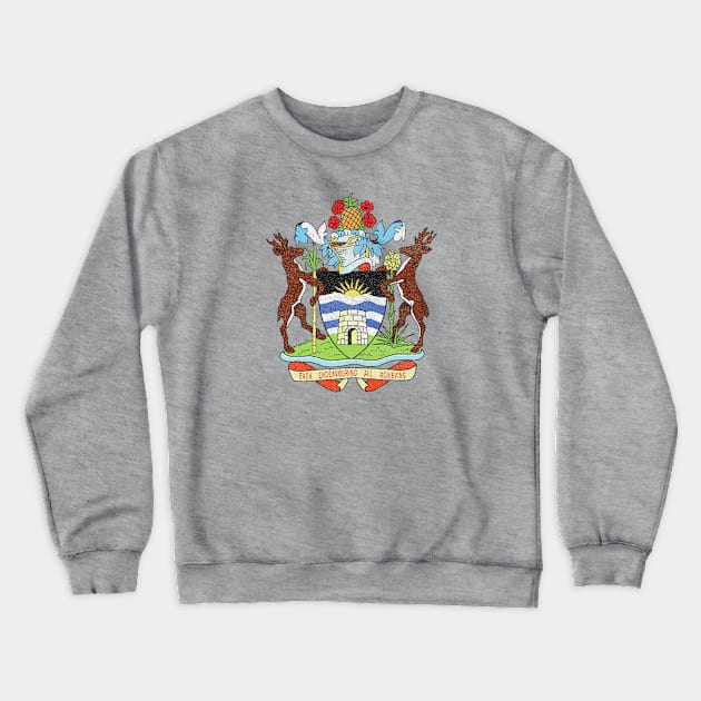 The Coat of Arms of Antigua and Barbuda, distressed Crewneck Sweatshirt by Webdango